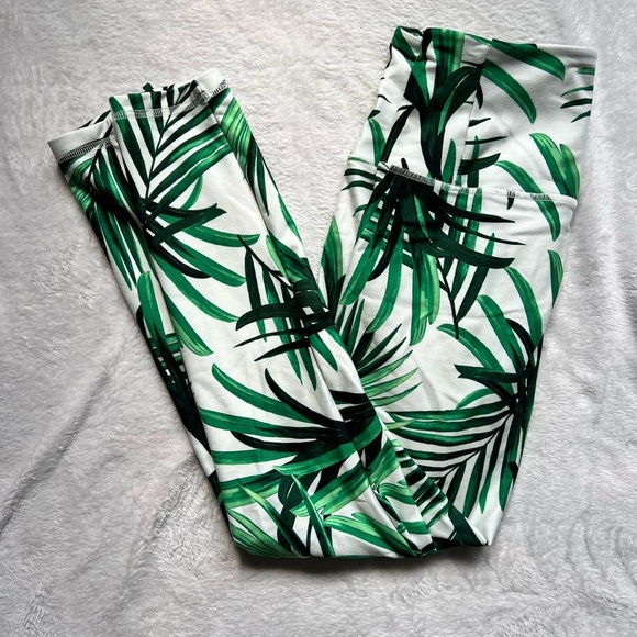 Woman’s Full Length Palm Leaf Workout Pants - Picture 1 of 5